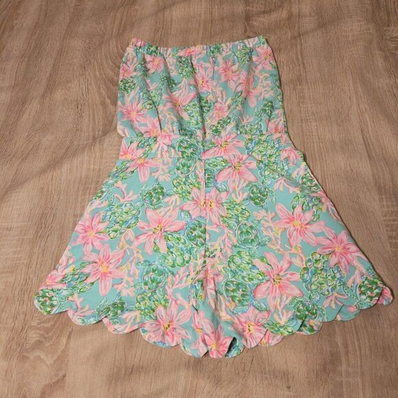 Lily Pulitzer Size Xs Womens Jace Romper Surf Blue So Shellegant Nwt Turtles - Picture 2 of 8